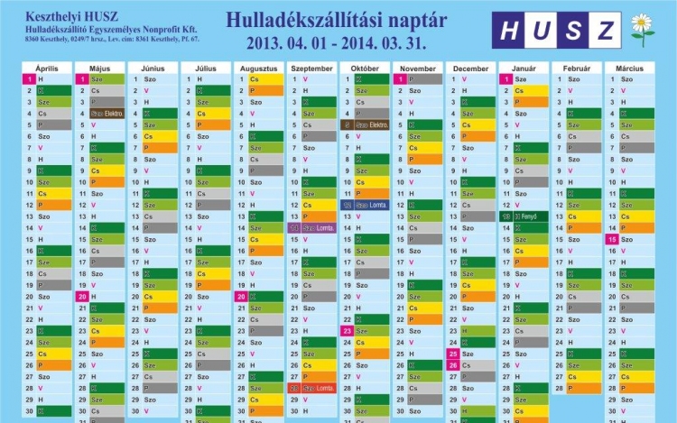 Megjelent az új hulladékszállítási naptár